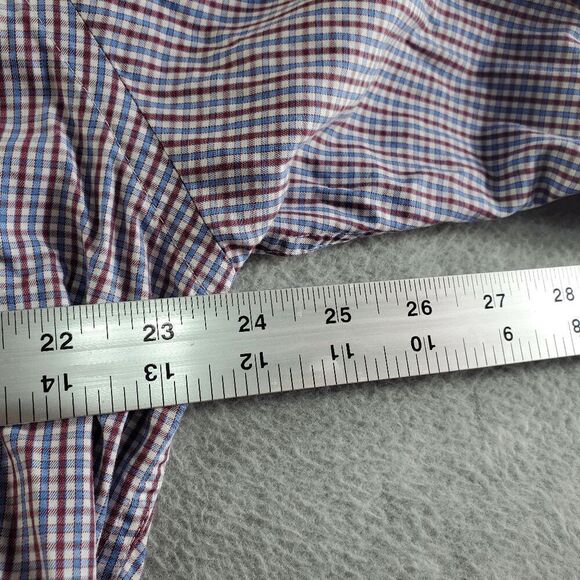 Peter Millar Shirt Mens Large Blue Plaid Cotton Long Sleeve Collar Button Down - Picture 2 of 7